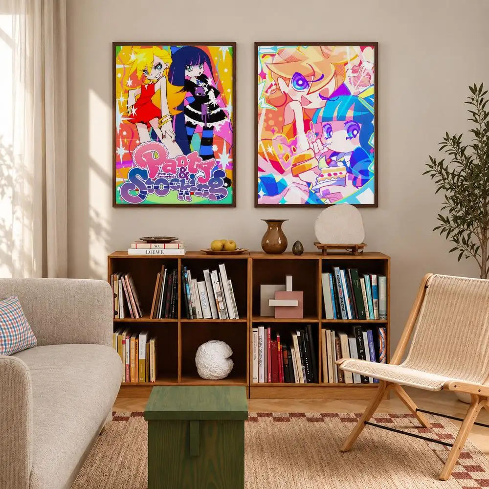 Stylish Comedy Anime Panty And Stocking Poster Self‑Adhesive Waterproof Poster Sticker Coffee House Bar Wall Art Home Decor
