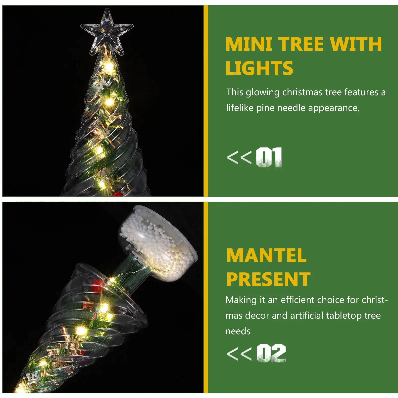 LED Glowing Christmas Tree Mini Tabletop Xmas Tree Snow-Dusted Pine Needle Mantle Shelf Fireplace Centerpiece Cozy Xmas Party
