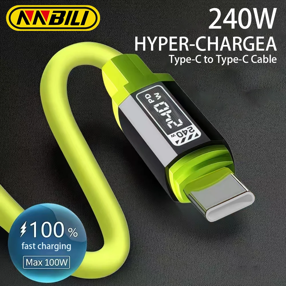 NNBILI 240W Fast Charging USB Type-C to Type-C Cable for Huawei, Xiaomi, Samsung, OPPO, VIVO
