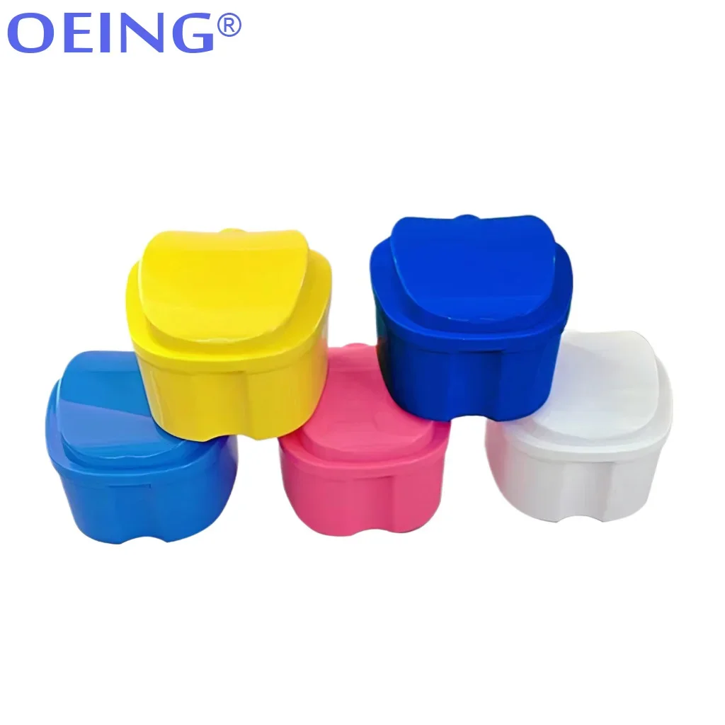 Denture Bath Box Organizer Denture Bath Box Cleaning With Hanging Net Container Artificial Tooth Case Orthodontic Retainer Case
