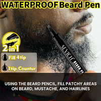Black/Dark Brown Double Ended Beard Pen 5ml Waterproof Four Prong Beard Filling Pencil Hair Eyebrow Stuffing Pen Beard Styling