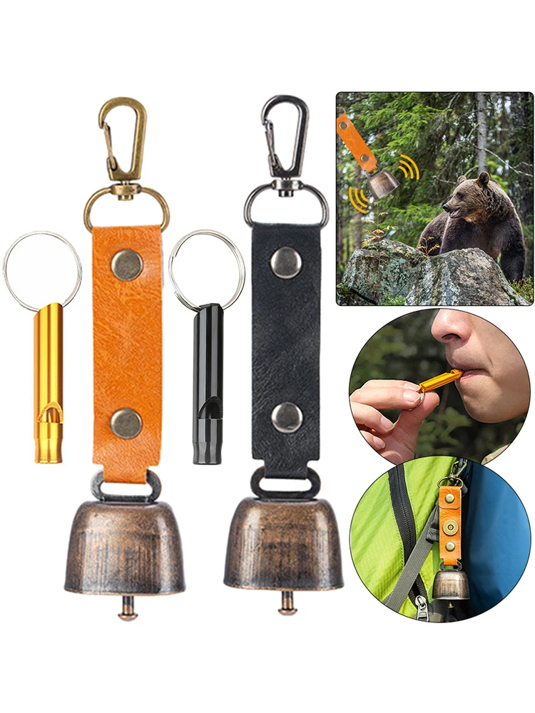 جرس الدب مع مجموعة صافرة مع كاتم الصوت المغناطيسي جرس طارد الدب معلق جرس الدب التخييم في الهواء الطلق المشي لمسافات طويلة معدات الطوارئ #1