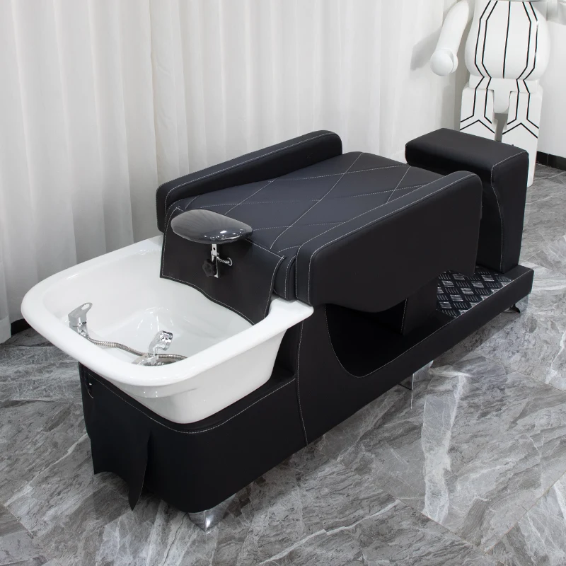 Hair salon shampoo bed hair salon special flush bed barbershop Thai style ceramic basin half lying