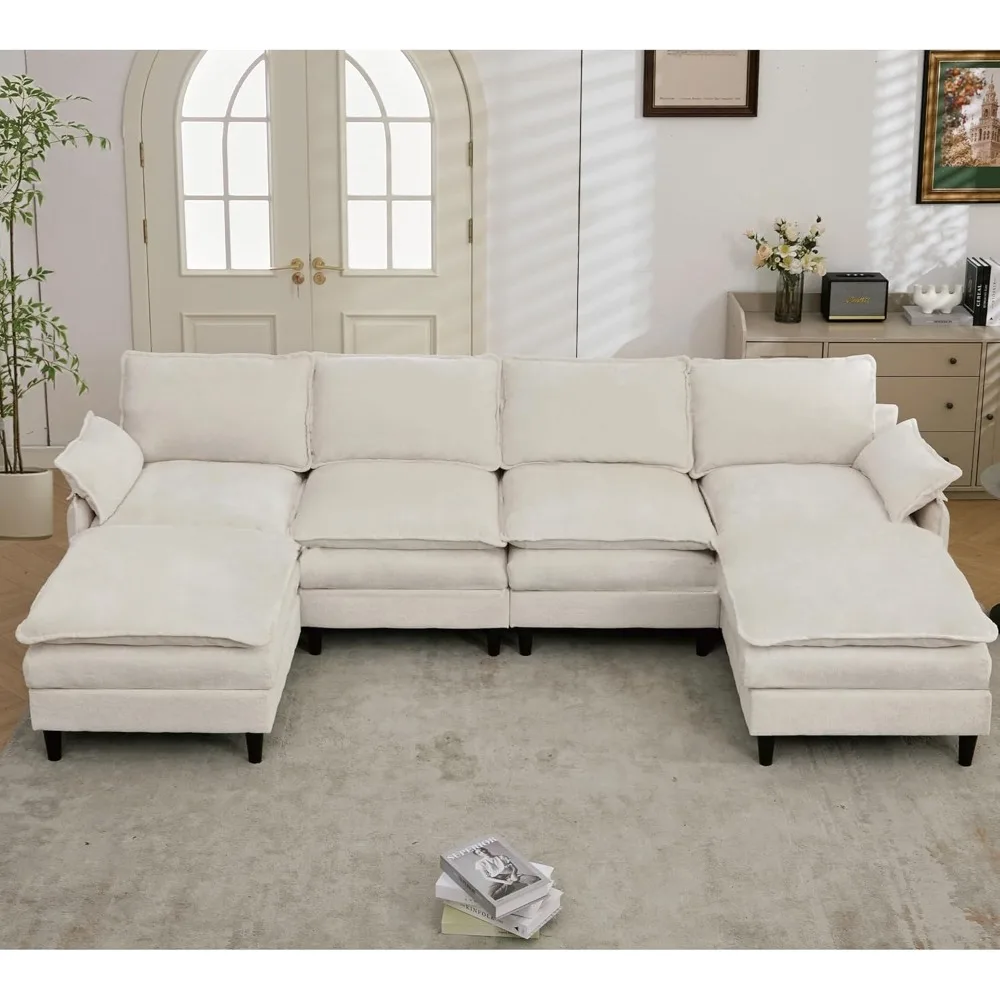

U Shaped Cloud Couch Comfy Set,2 Armrest Pillows, Convertible Sectional Couch, Living Room,Apartment,U Shaped Cloud sofa
