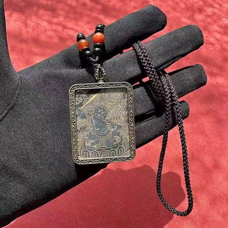 Tibetan Thangka Buddha Pendant Hanging piece, Chinese Zodiac Guardian Deity Amulet, Antique Alloy Spiritual  Lucky Charm Gift