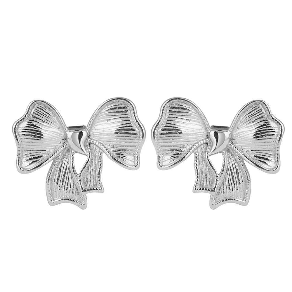 Stainless Steel Europe And America Minimalist Fashion Delicate Bowknot Stud Earrings Jewelry Gift For Women