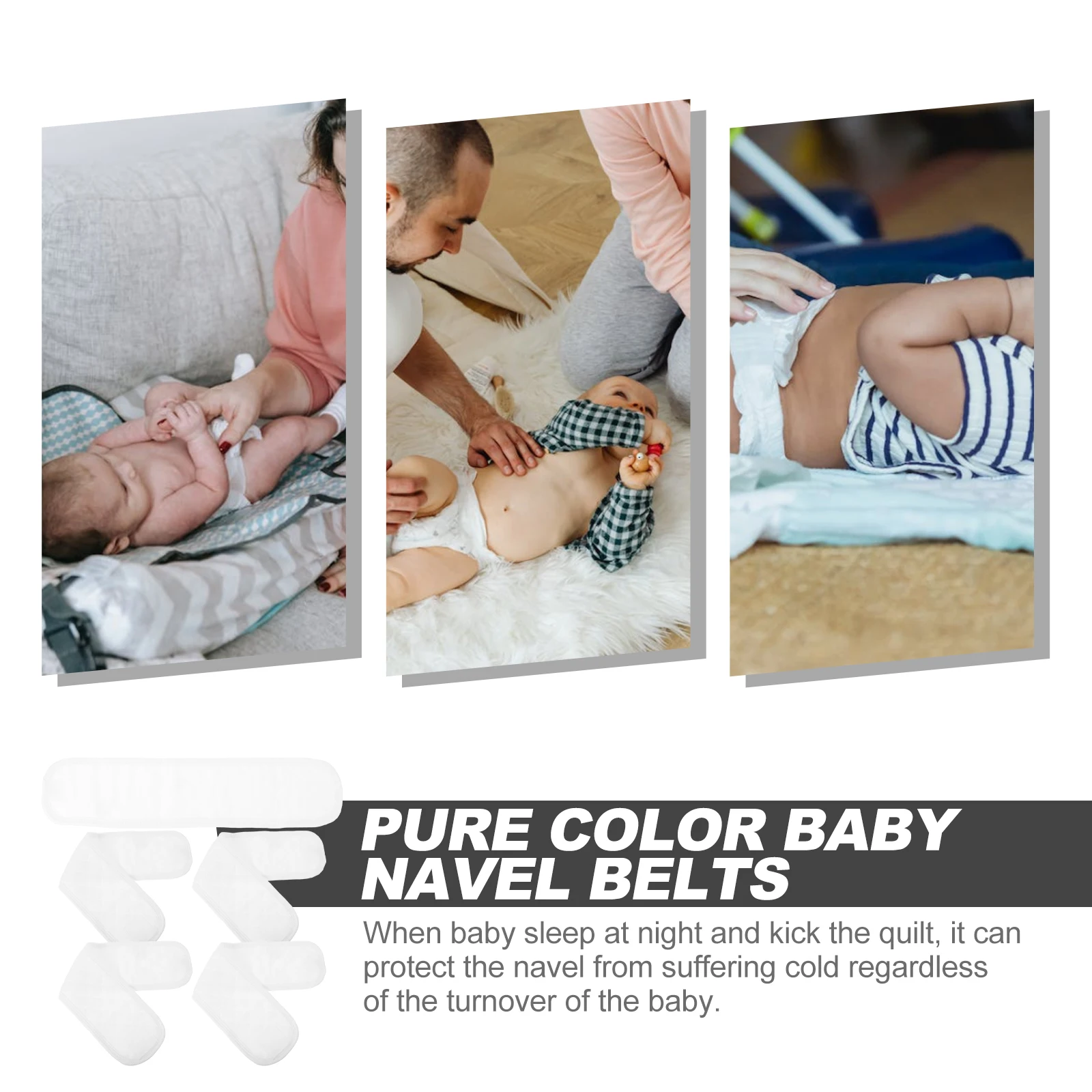 

5pcs Infant Belly Bands Cotton Navel Belts for Newborn Toddler Soft Breathable Diaper Changing Sleep Protection Indoor Outdoor