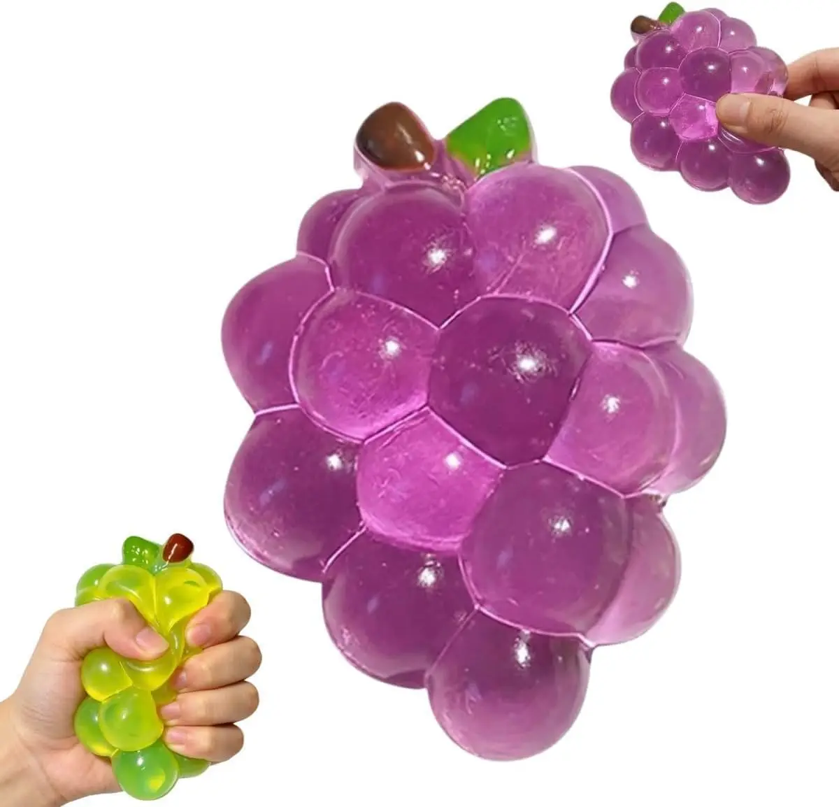 2pcs Squishy Handmade Grape Squeeze Toy Sticky Fruit Stress Relief Slow Rebound Sensory Fidget Toy for Anxiety and Focus Gift