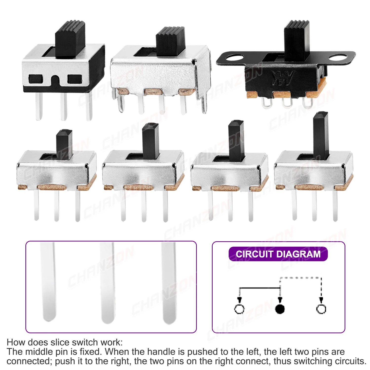 3mm 4mm 5mm 6mm Micro Slide Switch Spdt 3Pin 5 Positions ss12f15 ss12f44 1p2t Small Toggle Mount Terminal Contact for Arduino