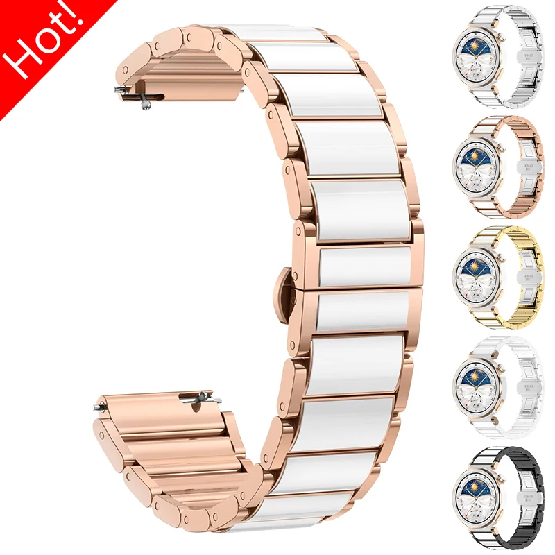 

Женский керамический металлический ремешок 18 мм для Huawei Watch GT5 GT4 41 мм, браслет для Huawei Watch 5 42 мм GT5 4Pro, ремешок из нержавеющей стали