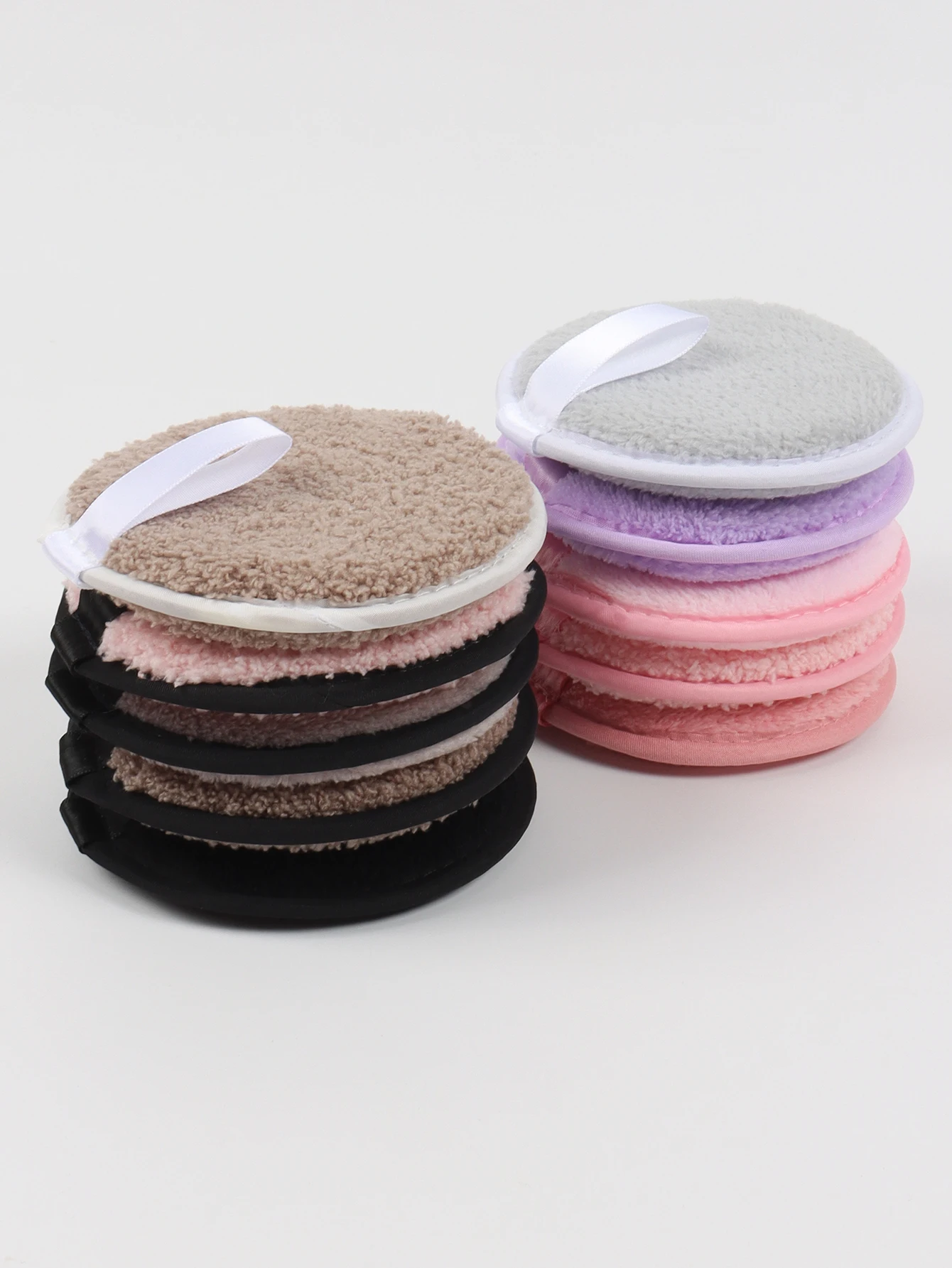 Random Slacker 5-10-20 Pack Reusable Double-Sided Face Wash Puff, Round Design Non-Latex Dry-Wet Dual-Use Foundation Makeup Cr