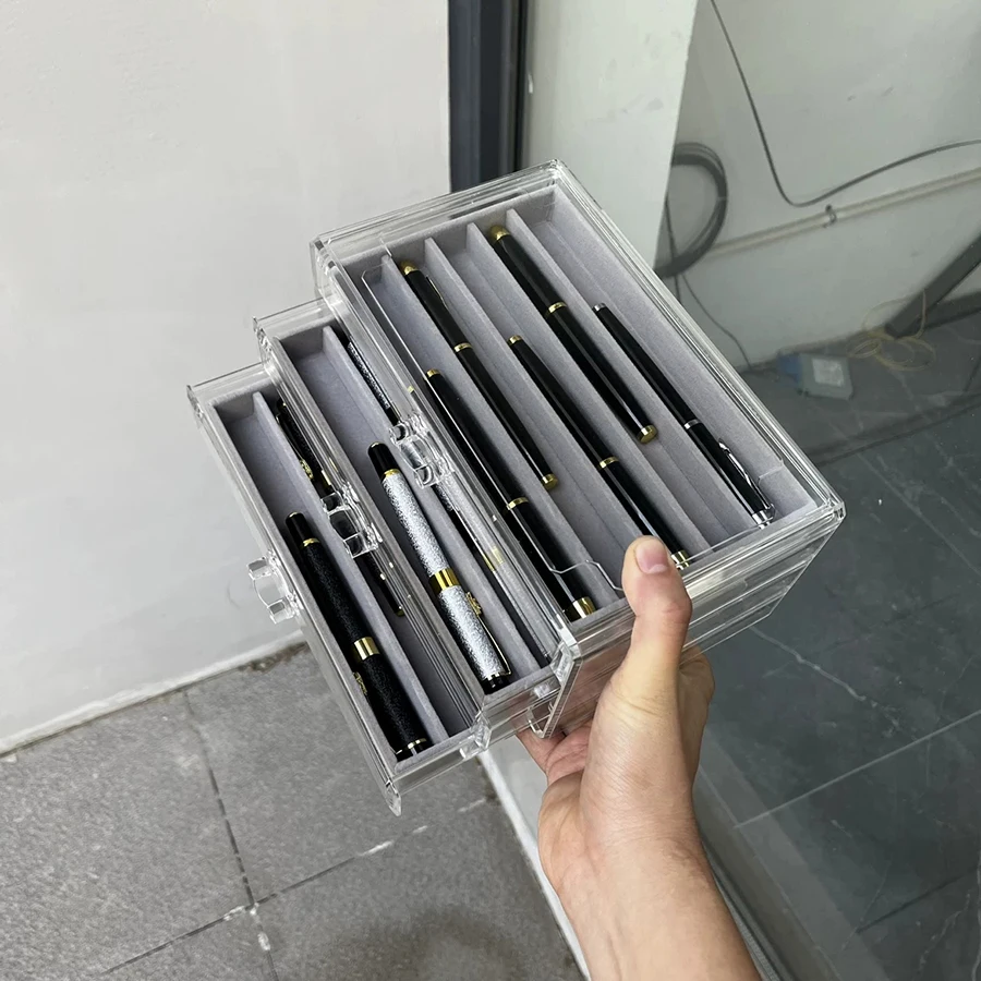 Pen and ballpoint pen storage box, household organizer, premium pen collection box, transparent display and pen showcase box view 5