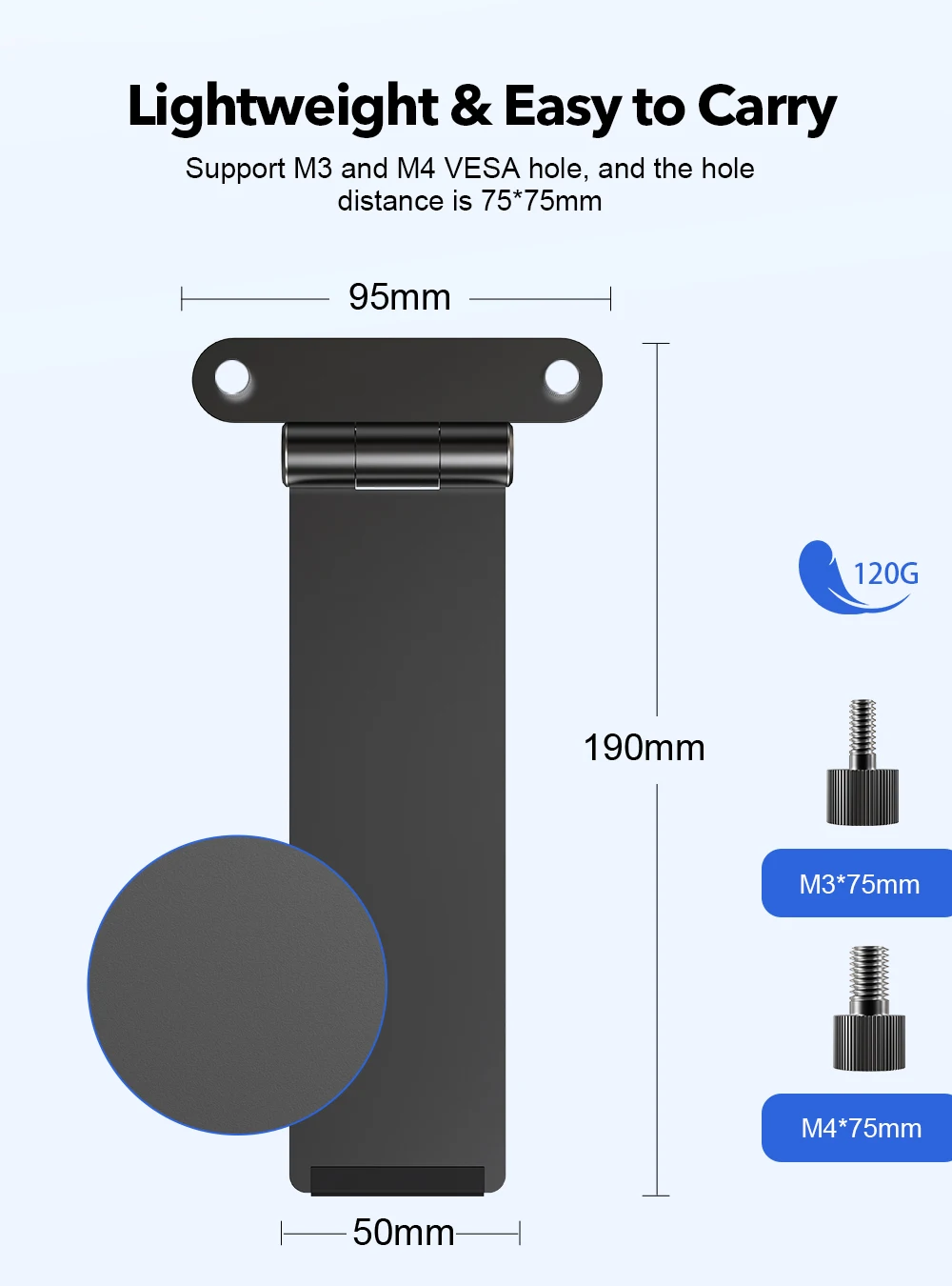 Uperfect-Monitor VESA Suporte Braço, Portátil Autoportante Desk Mount com Parafuso de Mão, 7 a 18,5"