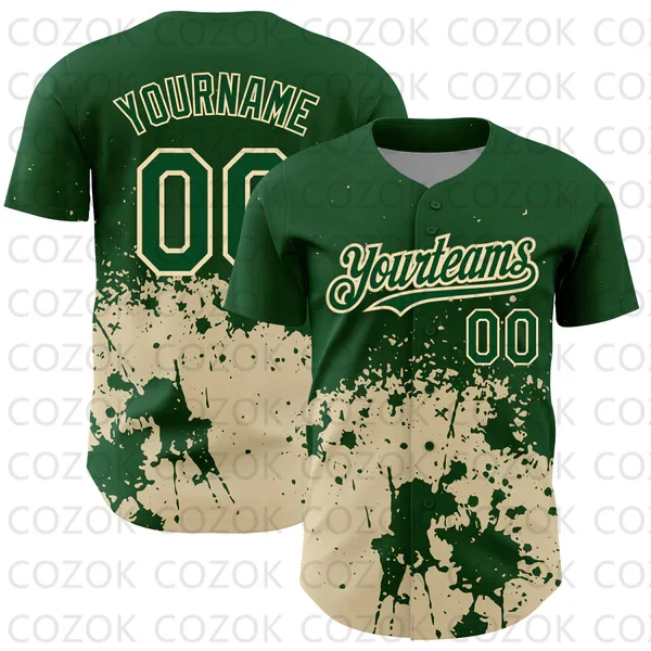 

Custom Green Baseball Jersey Men and Women Shirt 3D Printed Shirt Team Shirts Hip Hop Unisex Tops