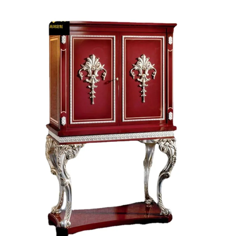 

European restaurant furniture birch carved champagne luxury villa wine cabinet decorative cabinet furniture