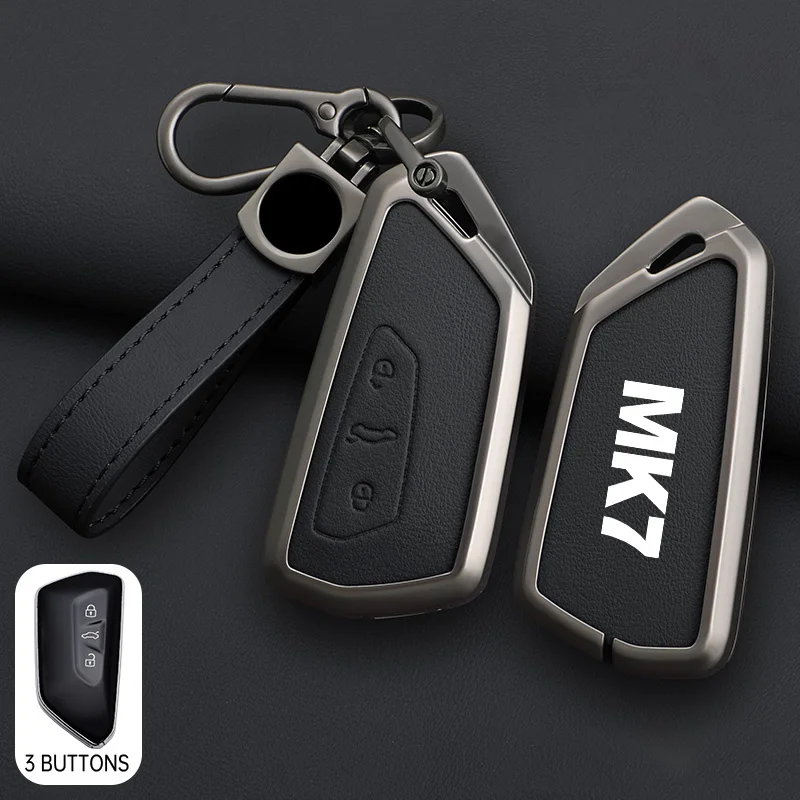 Zinc Alloy Car LOGO Key Case Cover Shell Cover Shell For VW Volkswagen Golf 7 MK7 Tiguan MK2 T-roc T-cross Skoda Octavia Kodiaq view 4