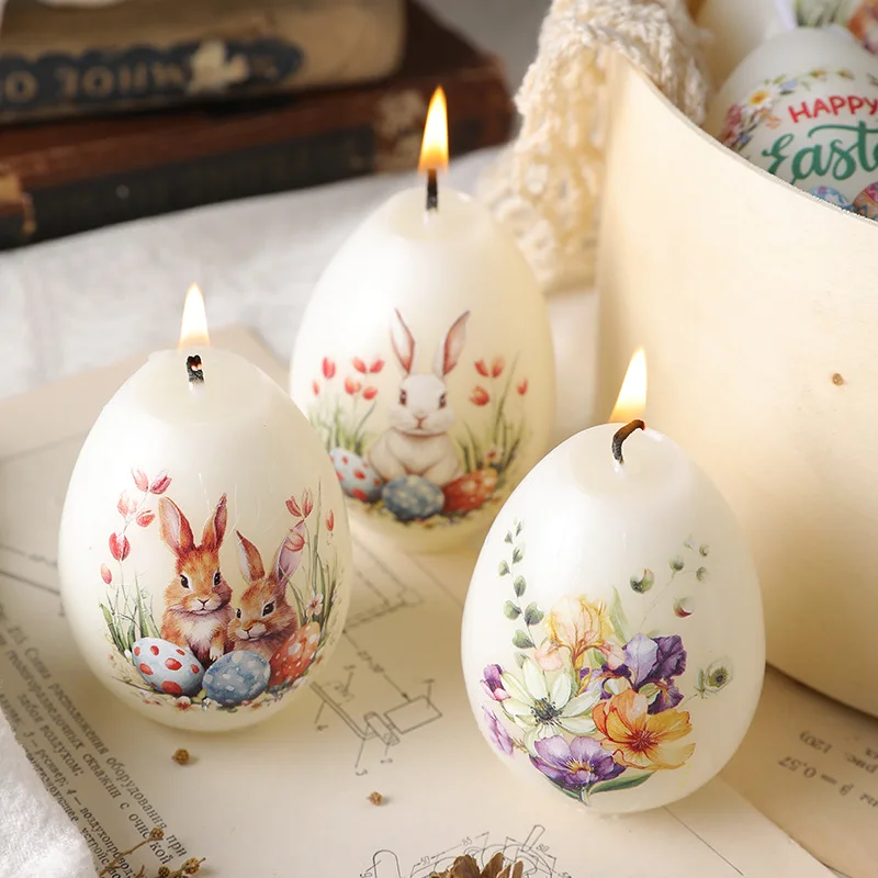 Easter eggshell scented candle. Easter egg decoration gifts. animal print scented candle