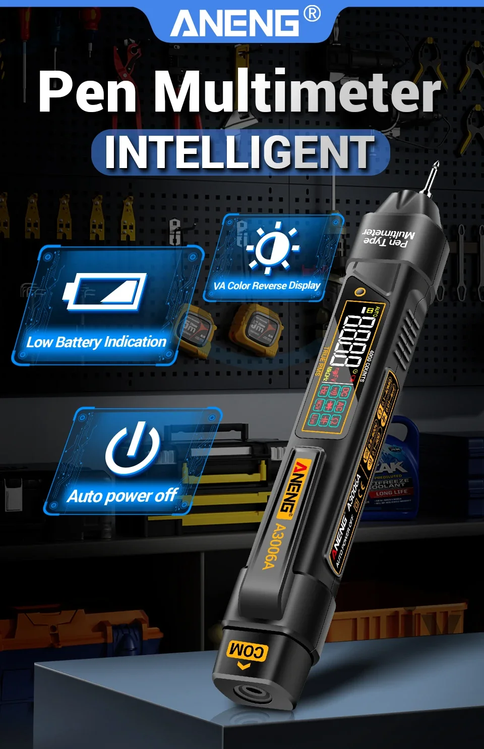 ANENG Digital-Multimeter-Teststift, 4000 Zählungen, AC/DC-Spannung, A3006A, berührungsloser induktiver Strom, Hz-Dioden-Widerstandstester – Detail 1