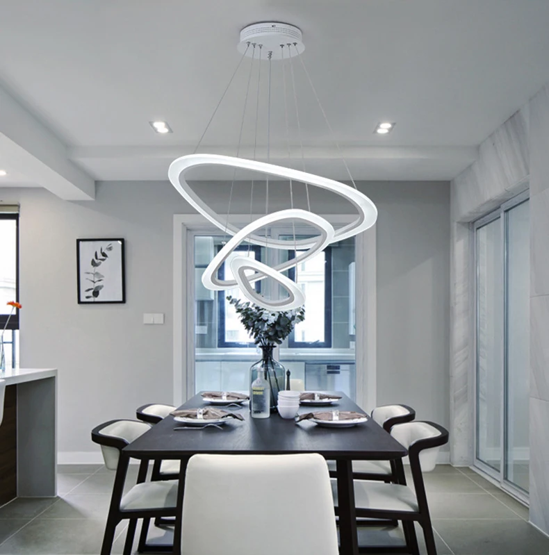 New Modern Pendant Lights for Living Room Dining Room 4/3/2/1 Circle Rings Acrylic LED Lighting Ceiling Lamp Fixtures