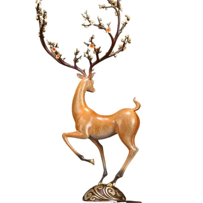 

Sika Deer Brass Ornament Chinese Home Living Room Wine Cabinet Entrance Desktop New Home Decoration Gifts