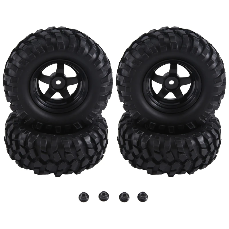 

4Pcs 96Mm 1.9 Inch Rubber Tires/Tyres And Wheel Rims For Axial SCX10 D90 Tamiya CC01 1:10 RC Rock Crawler Car,B Easy Install