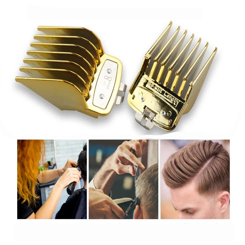 Oil Head Clippers Colorful Limit Comb Hairdressing Tool For Wahl Caliper Electric Hair Clippers Limit Comb 10Pcs,Golden