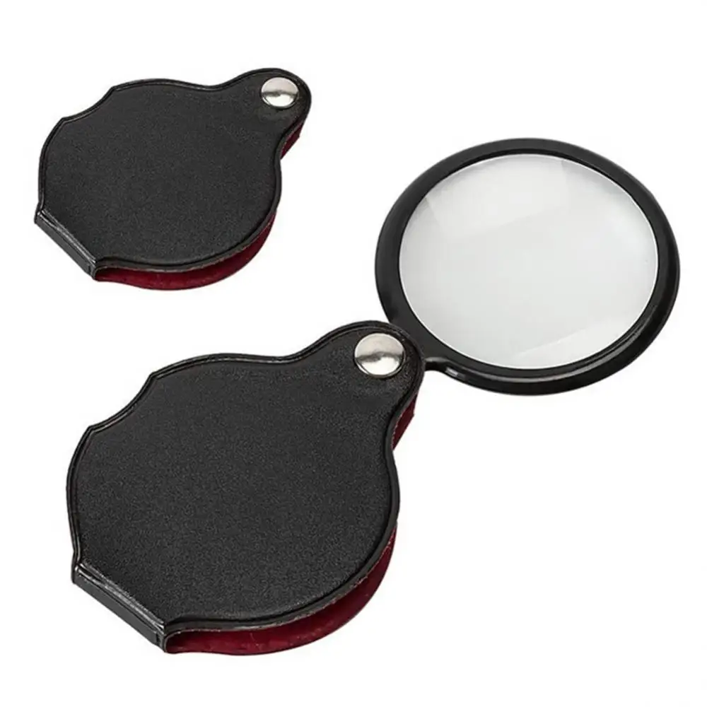 1/2/3PCS Car Accessories Magnifier Leather Folding Portable Magnifying Glass Faux 50mm Faux Leather Cover Magnifying Glass