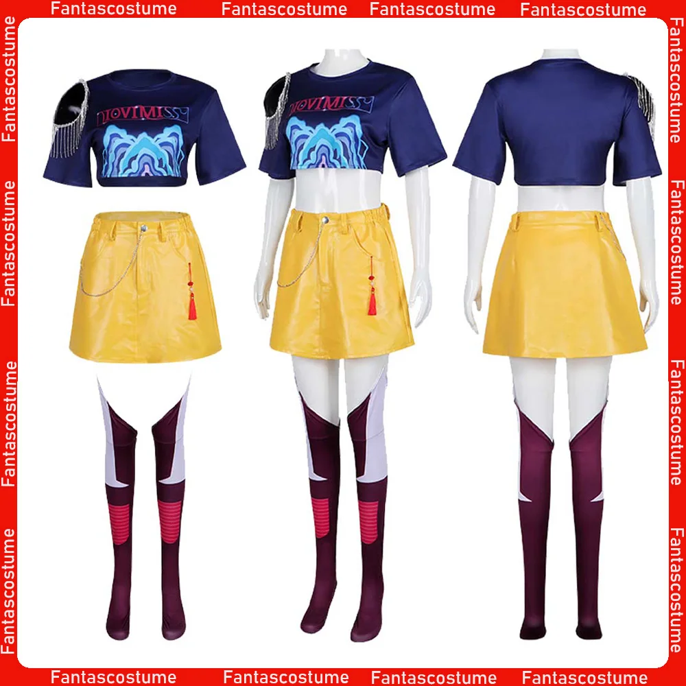 

Demon 2025 Cartoon Hunter of KPop Cosplay Mira Top Skirt Outfits Women Roleplay Disguise Halloween Carnival Party Costume Suits