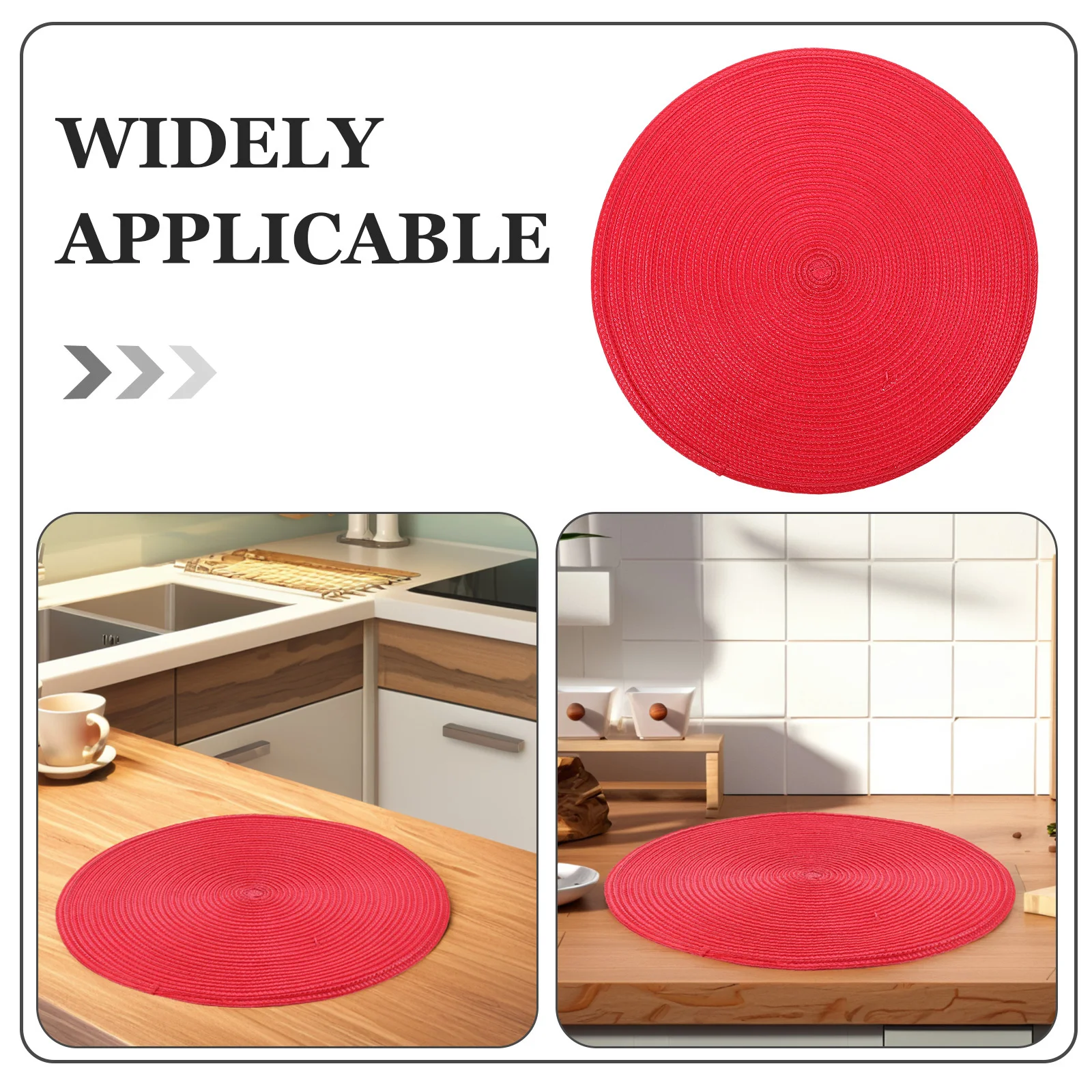 6 قطعة المفارش المنسوجة المستديرة مضفر الروطان نمط الجدول الحصير العزل الحراري ديكور استخدام حفل زفاف وعيد ميلاد المفارش الحمراء