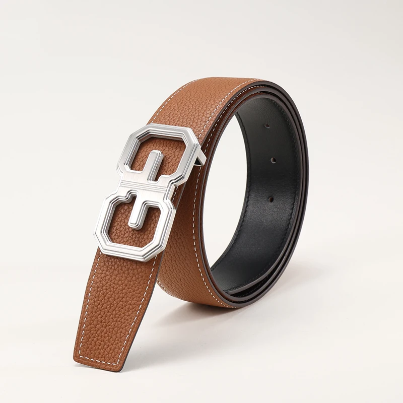 DIMY 2026 new lychee pattern ultra-thin belt for men, leather leather replacement belt