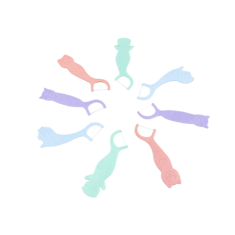 40pcs/pack Dental Cartoon Animal Shaped Dental Floss Sticks Children Oral Cavity Teeth Gap Cleaning Dental Floss Dental Supplie