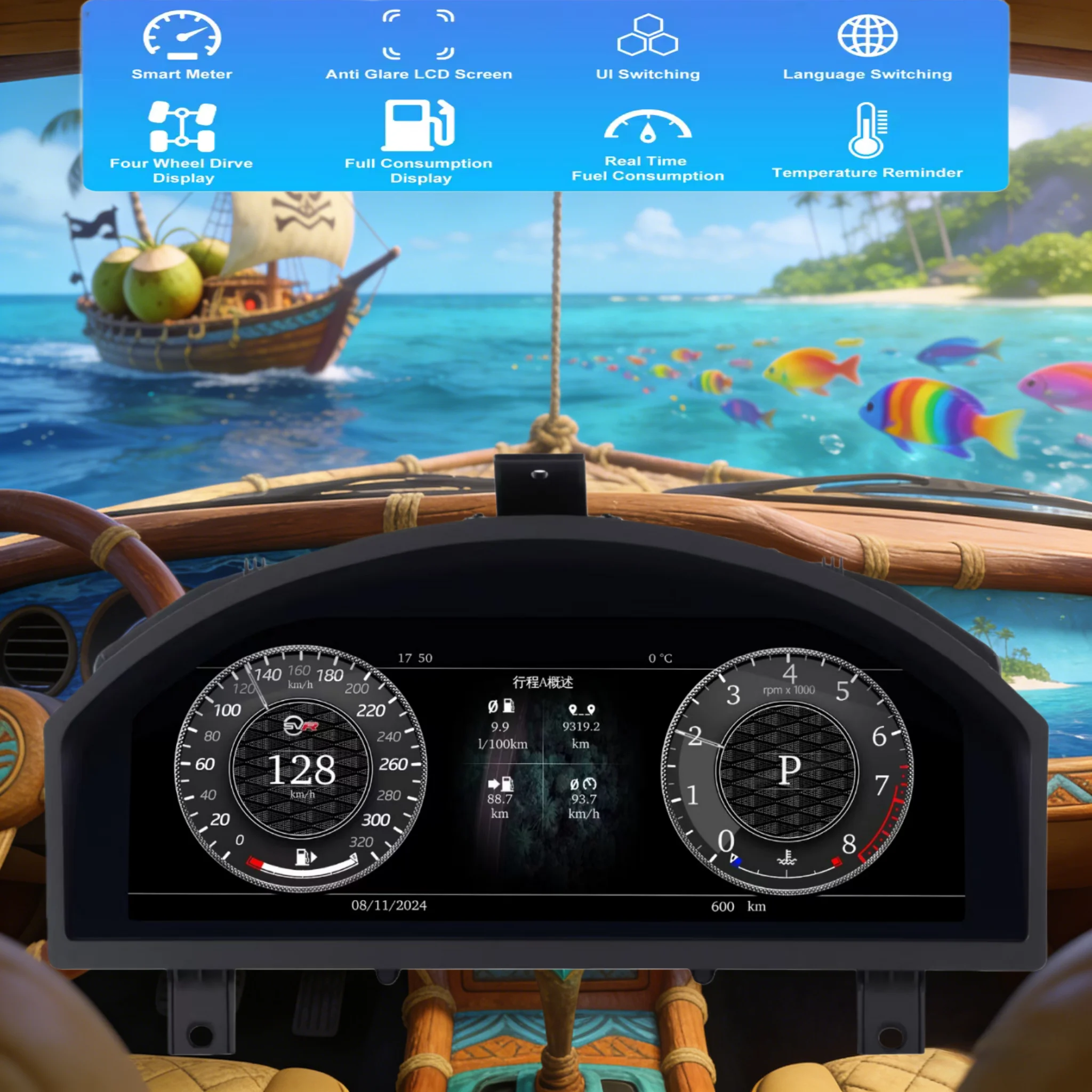 

12.3" Carplay Auto Digital Instrument Cluster For Land Rover Freelander 2 2007-2015 LCD Car Dashboard Meter Cockpit Speed Panel