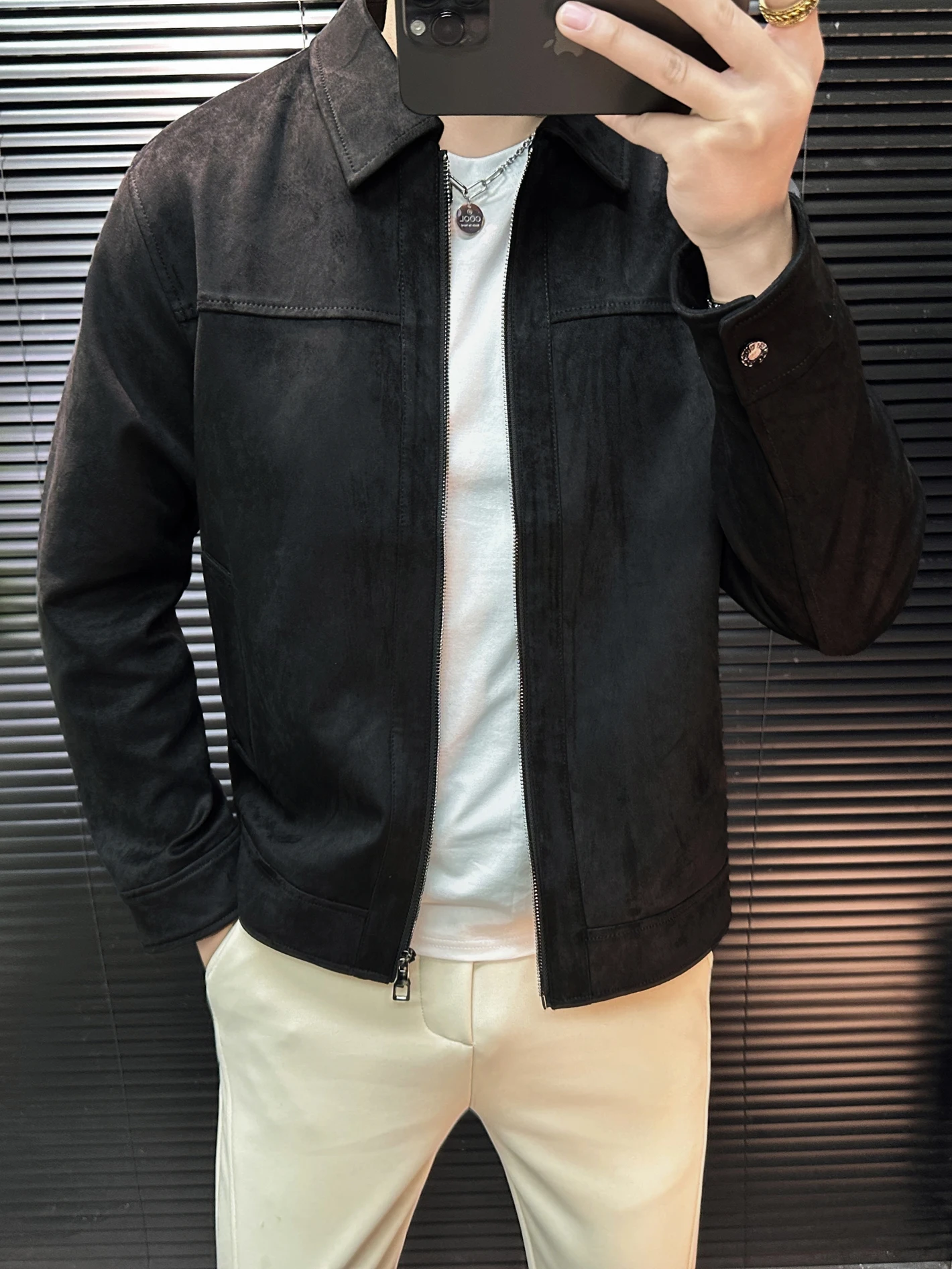 

Suede Men's Jaet 2026 New Spring ular Busin Adstrative Coat Slim Fit Men's Faion Polyester Fiber Zipper Closure