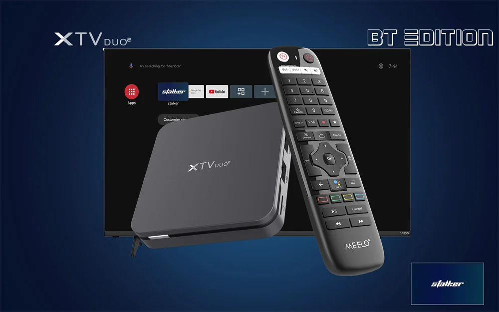 أحدث صندوق تلفزيون لعام 2025 MEELO Plus XTV DUO2 Gen2 Stalker Amlogic S905W2 Dual WIFI Android 11 مع جهاز تحكم BT