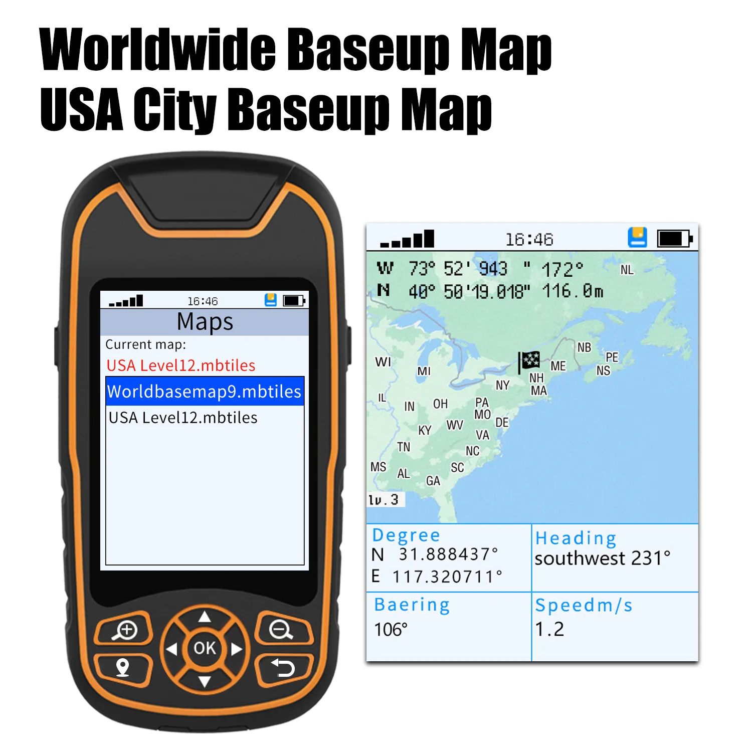 High precision COORDINATE COLLECTION SATELLITE MAP GPS COMPASS SATELLITE POSIT  handheld GPS for camping & hiking & exploration