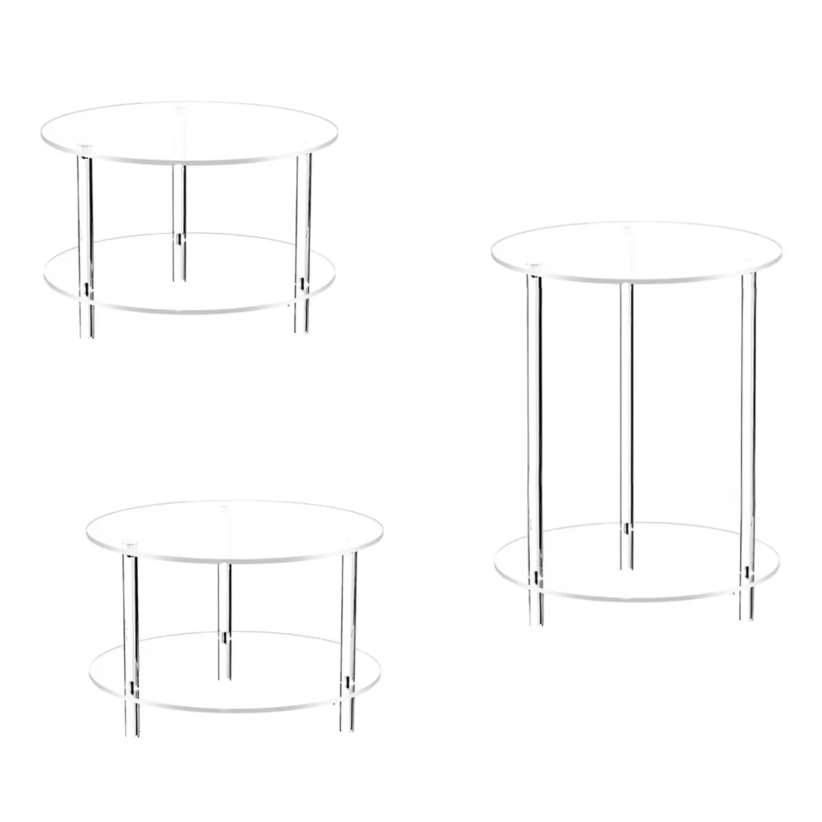 Acrylic Round End Table Small Two Tier Nightstand Space Saving Sofa Side Table for Living Room Decor