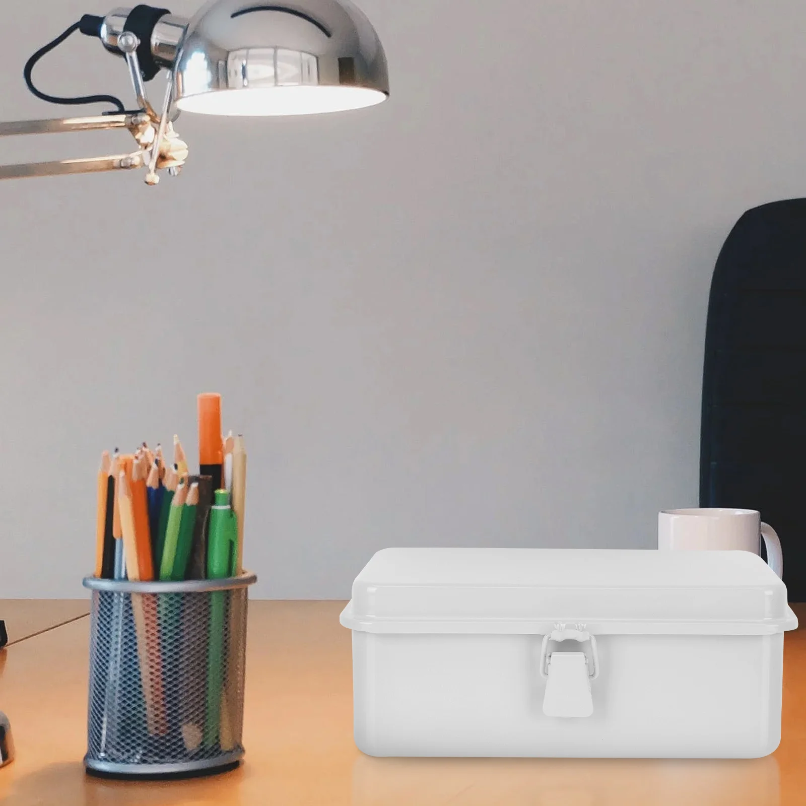 1Pcs Sundries Storage Container Sturdy Metal Desktop Box for Small Items Correction Fluid Scissors Rust-Resistant Smooth Finish