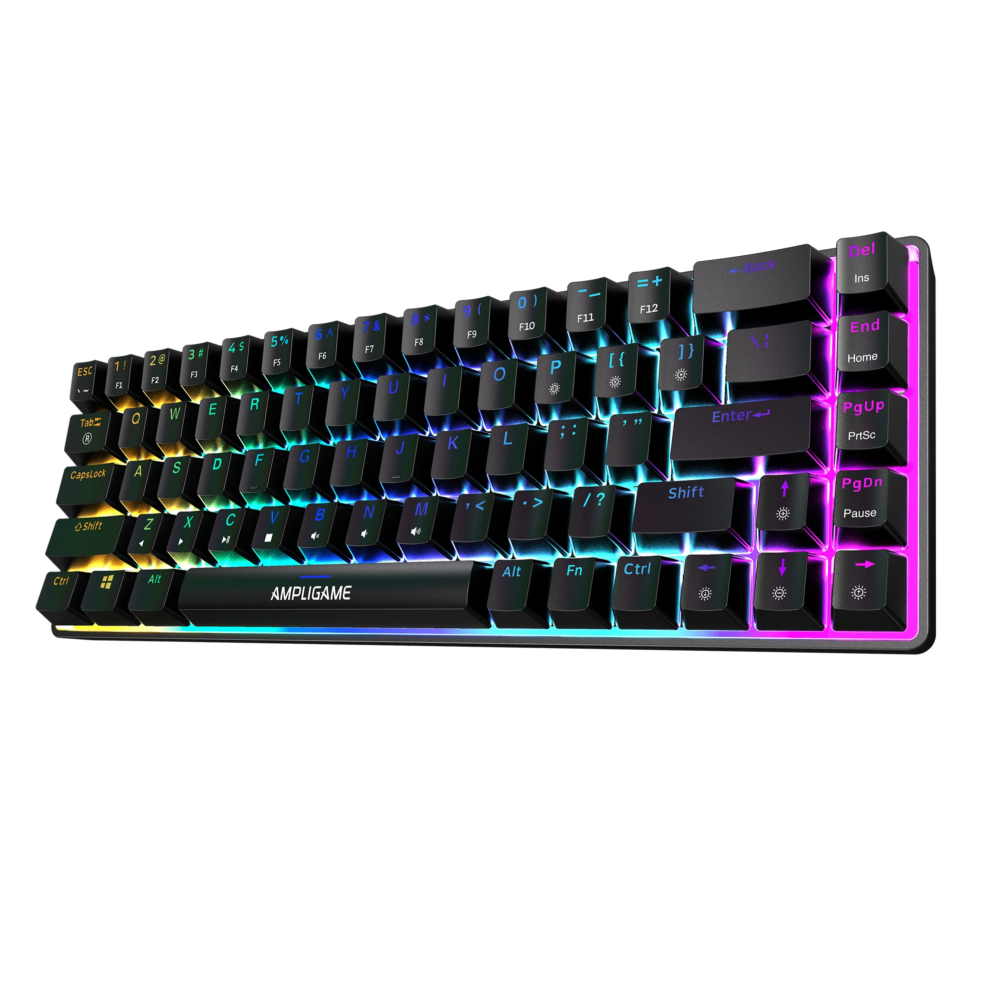 fifine-ampligame-red-axis-有線キーボード、ホットスワップ可能なキー付き、usb-コンピューターサイレントキーボード、18-rgb-モード搭載、ゲーム用-gk1