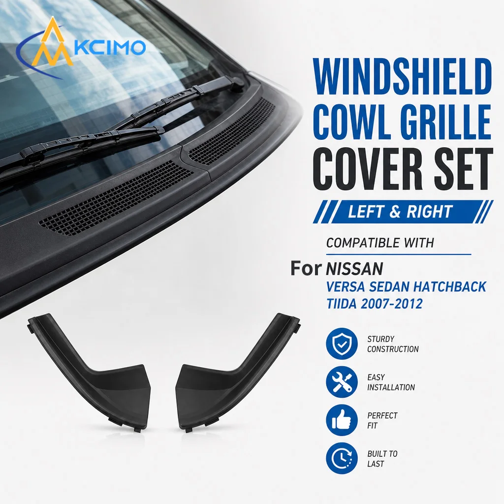 2Pcs Front Windshield Cowl Side Grille Trim TPE Wear-resistant Cowl Cover Guard For Nissan Tiida Versa 2007-2012 Sedan Hatchback