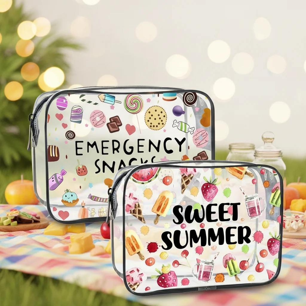 Beach Theme Large Capacity Multi Functional Portable Lightweight Travel Makeup Cosmetic Storage Bag Waterproof Daily Trip Beauty