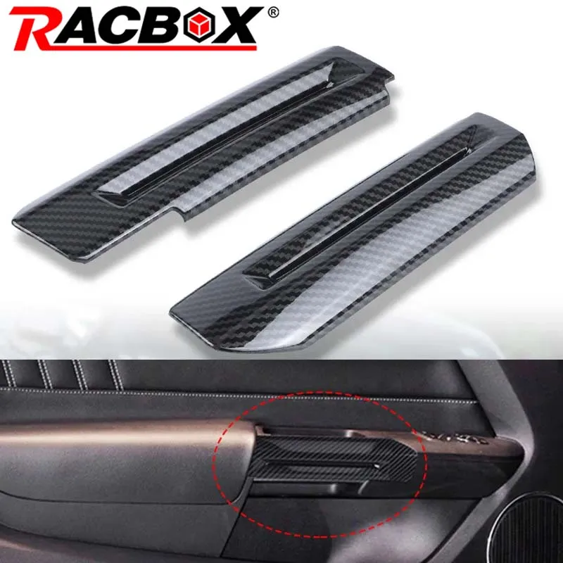 Auto Carbon Fiber Interior Door Armrest Trims Decoration Cover Stickers For Ford Mustang 2017 2018 2015-2020 Car Accessories