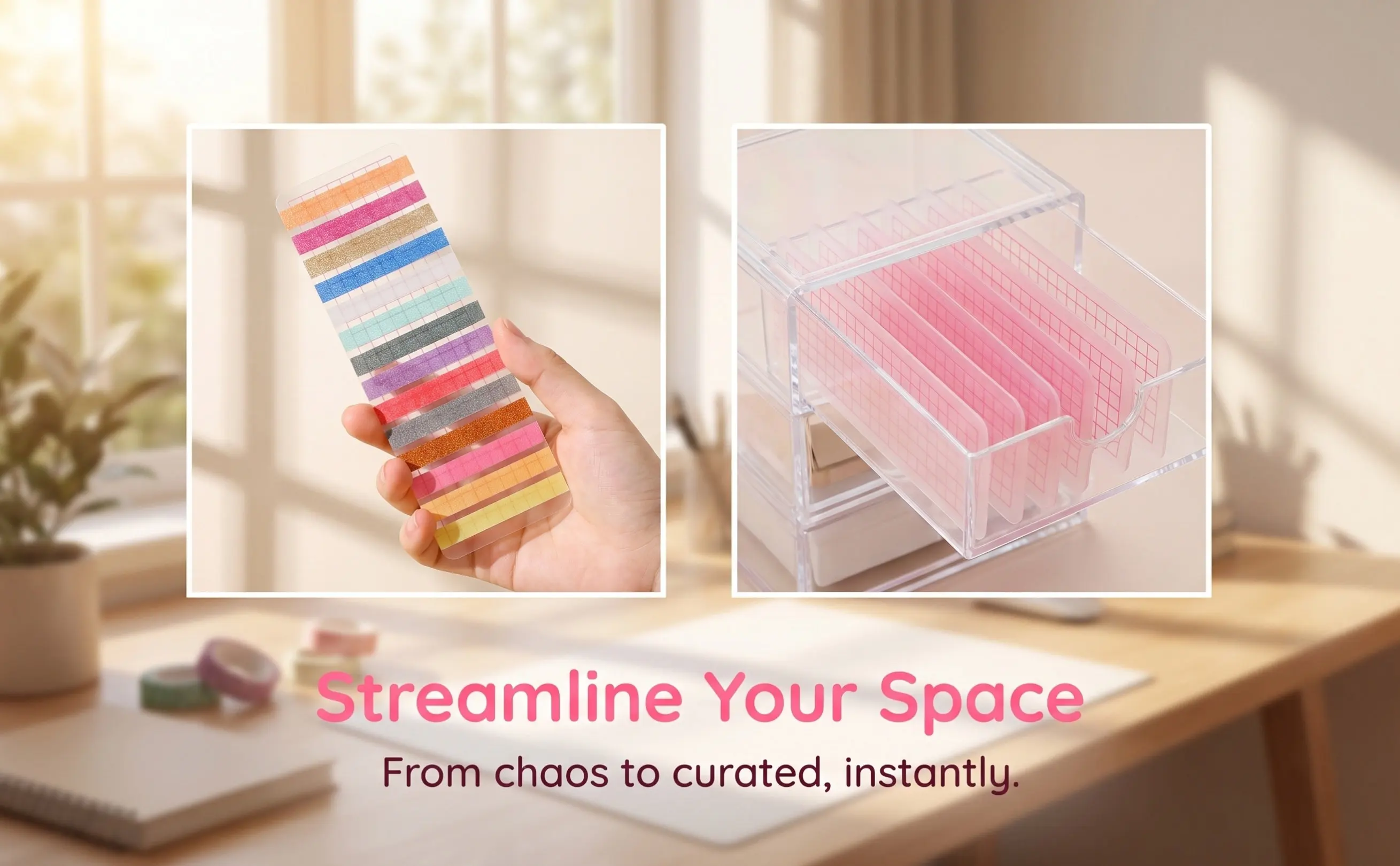 50 Pcs Tape Washi Sample Cards Boards Grid PP Storage Colored Rack for Dispenser