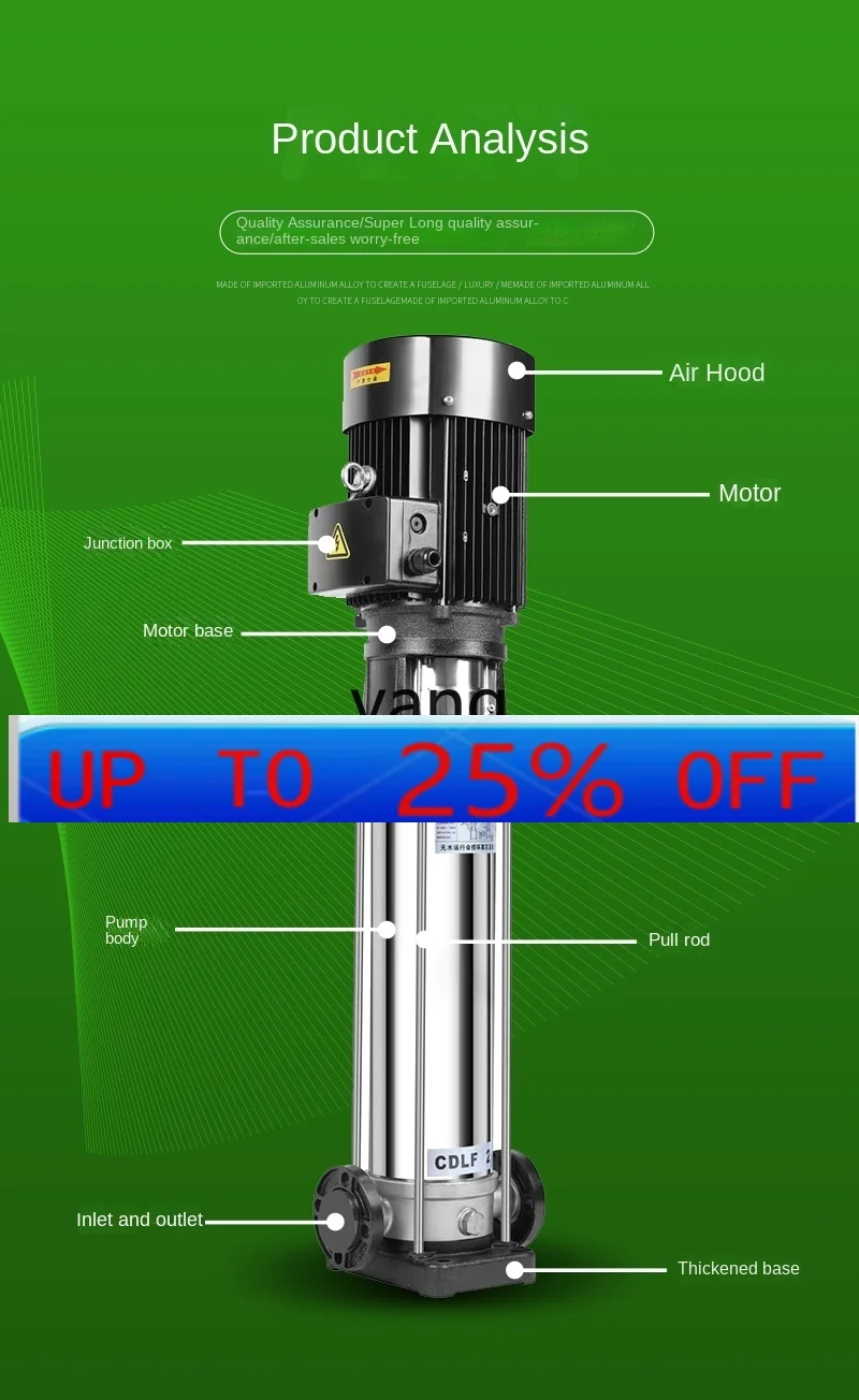 YJQ  Stainless Steel Vertical Multistage Centrifugal Pump High Lift Constant Pressure Water Supply Booster
