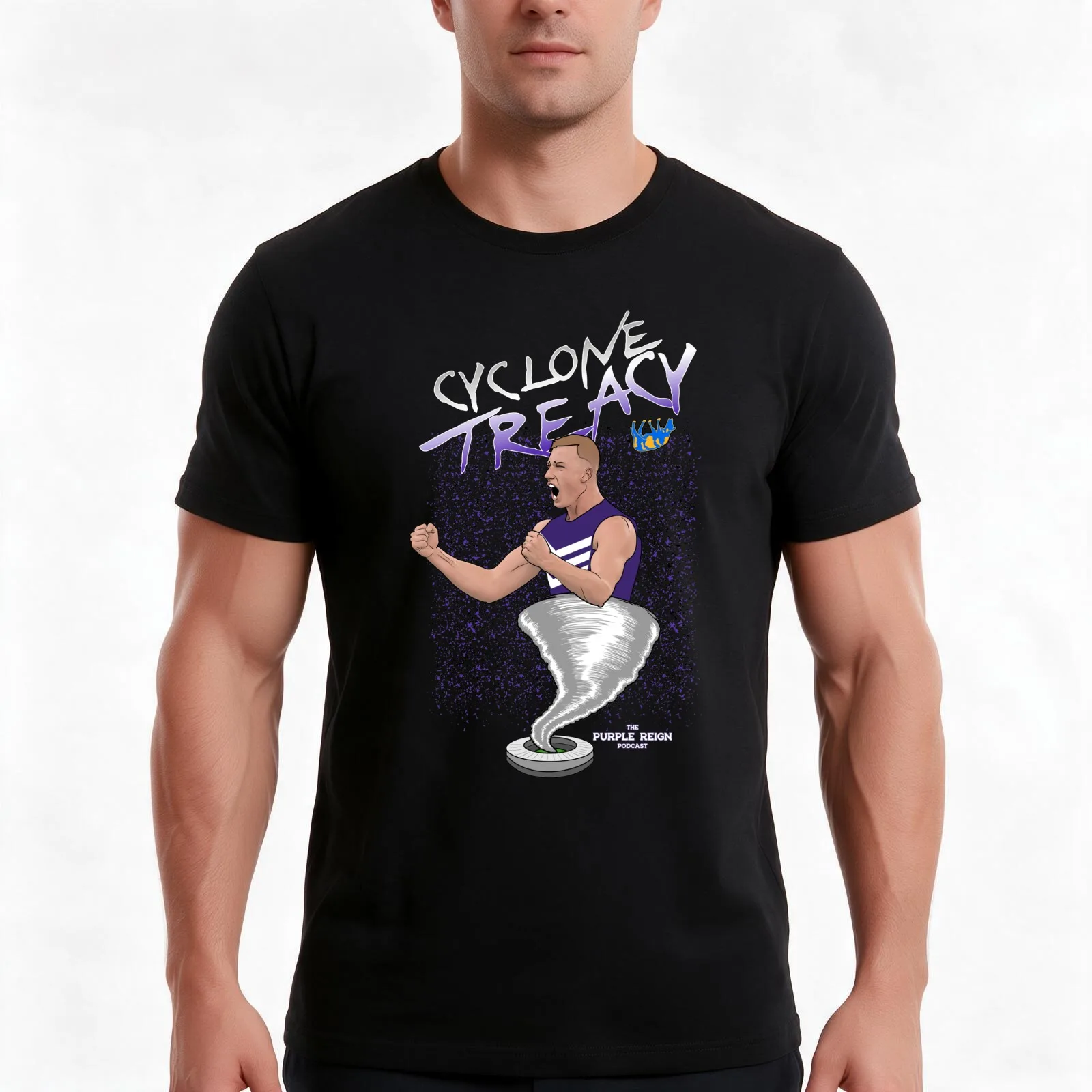 Cyclone Treacy T-Shirt, Summer Casual Cotton Tee, Oversized Streetwear Tops, Vintage Graphic Print, Loose Fit Short Sleeve