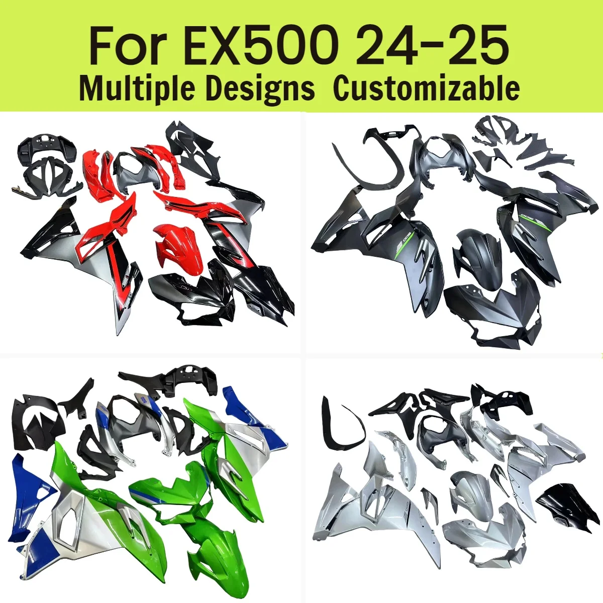 

Настраиваемые обтекатели EX500R 2024 2025: Полный комплект обтекателей для мотоцикла Kawasaki Ninja500 24 25