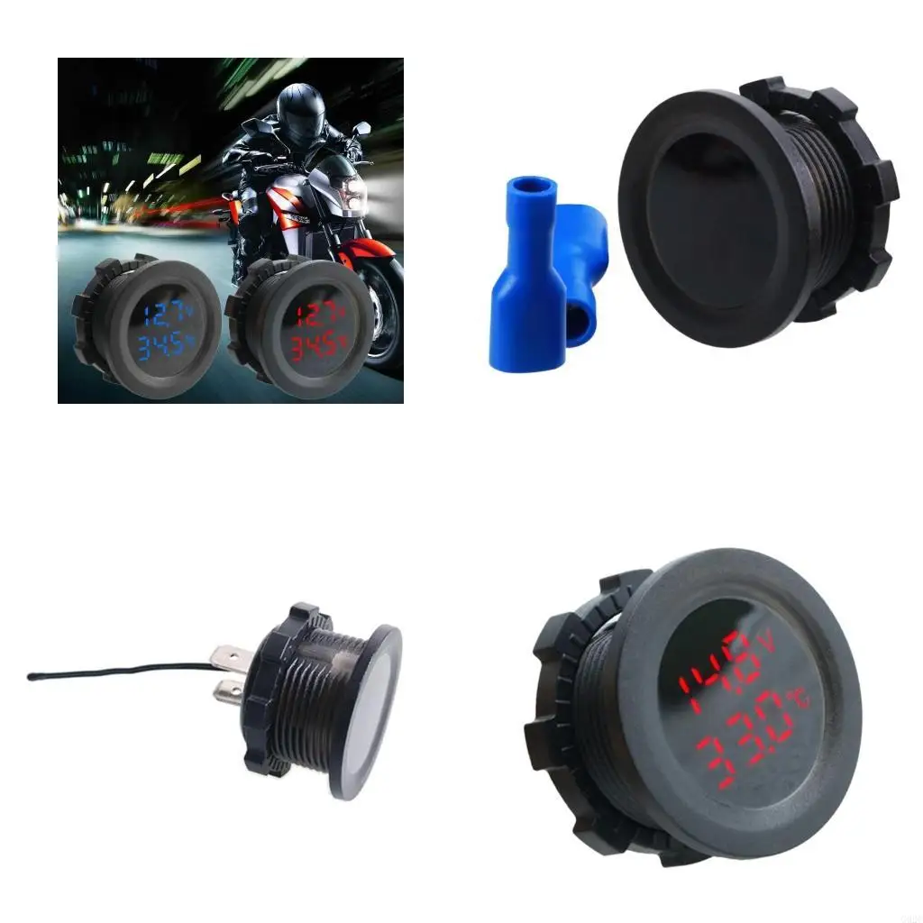 G92C LED 2 in1 Round Temperature Voltmeter Modified Automotive Test