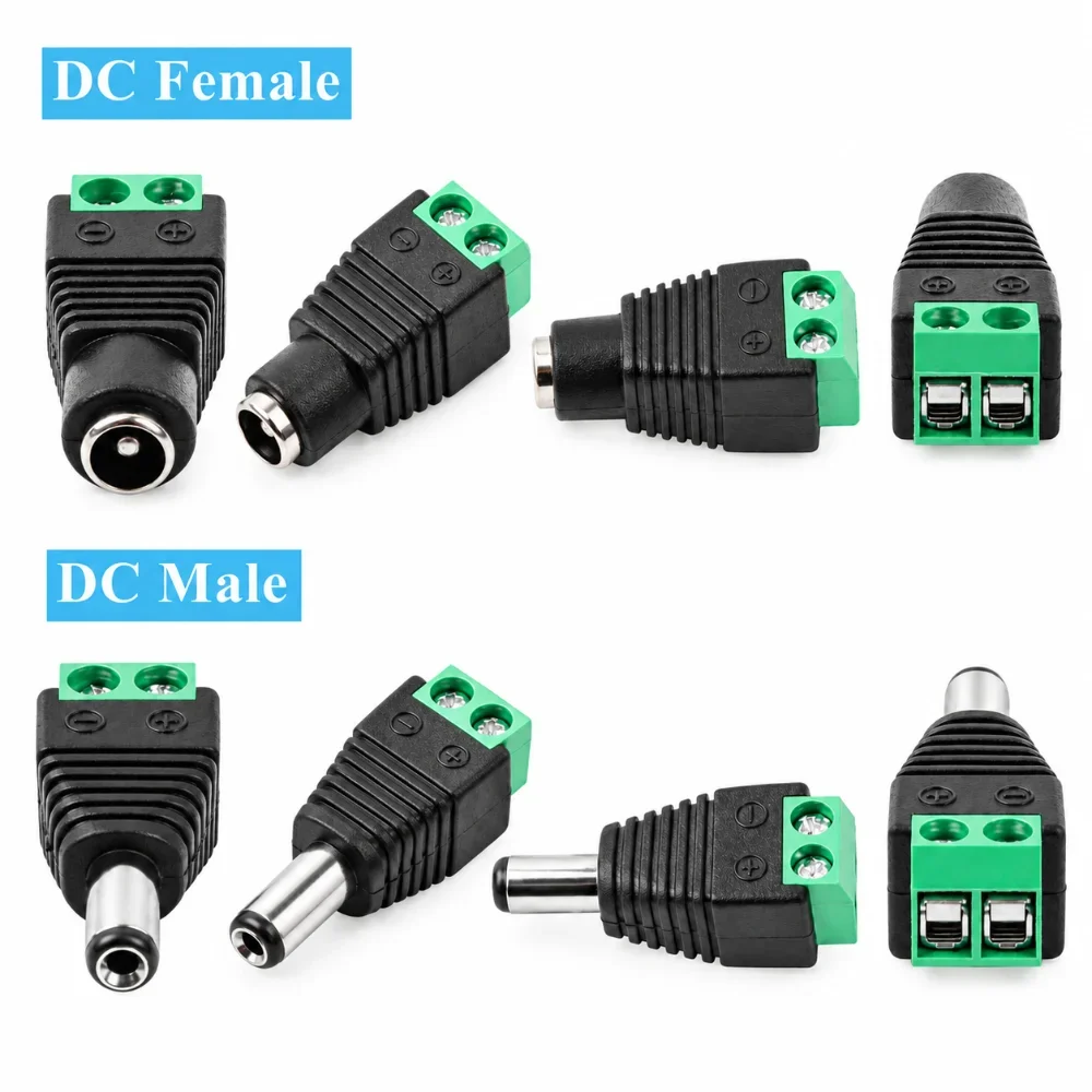DIY 10/5PCS Male and Female DC Power Plug Connecting Wire 5.5x2.1mm  5~38V Jack Adapter Connector for Router LED Strip Camera