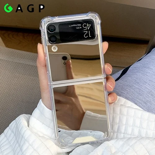 삼성 Z 플립 6 4 5 용 메이크업 미러 케이스, 삼성 갤럭시 Z 플립 4 3 5 Z3 Z4 플립 4 플립 6 슬림 하드 커버, 럭셔리 충격 방지