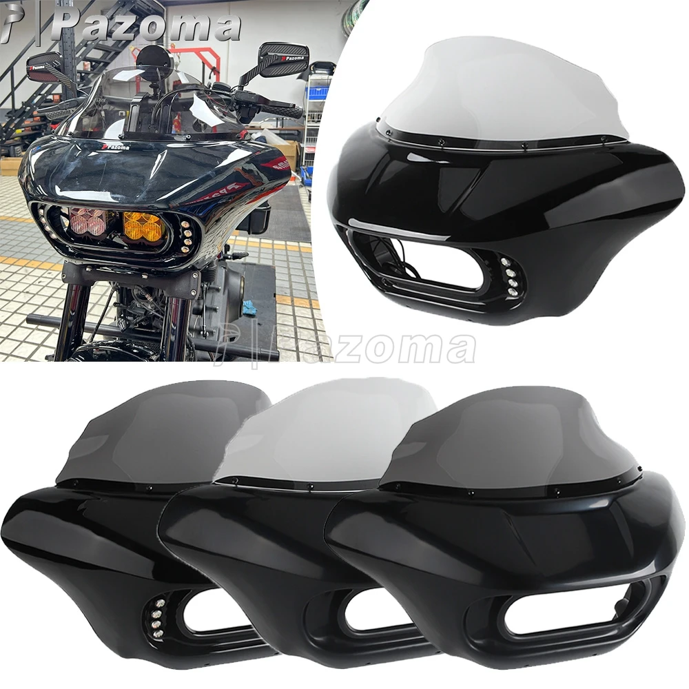 Smoke Clear Windshield Fairing Cover Motorcycle Club Style Front Shark Headlamp Cowl For Harley Softail Fat Bob FXFB FXFBS 2018+