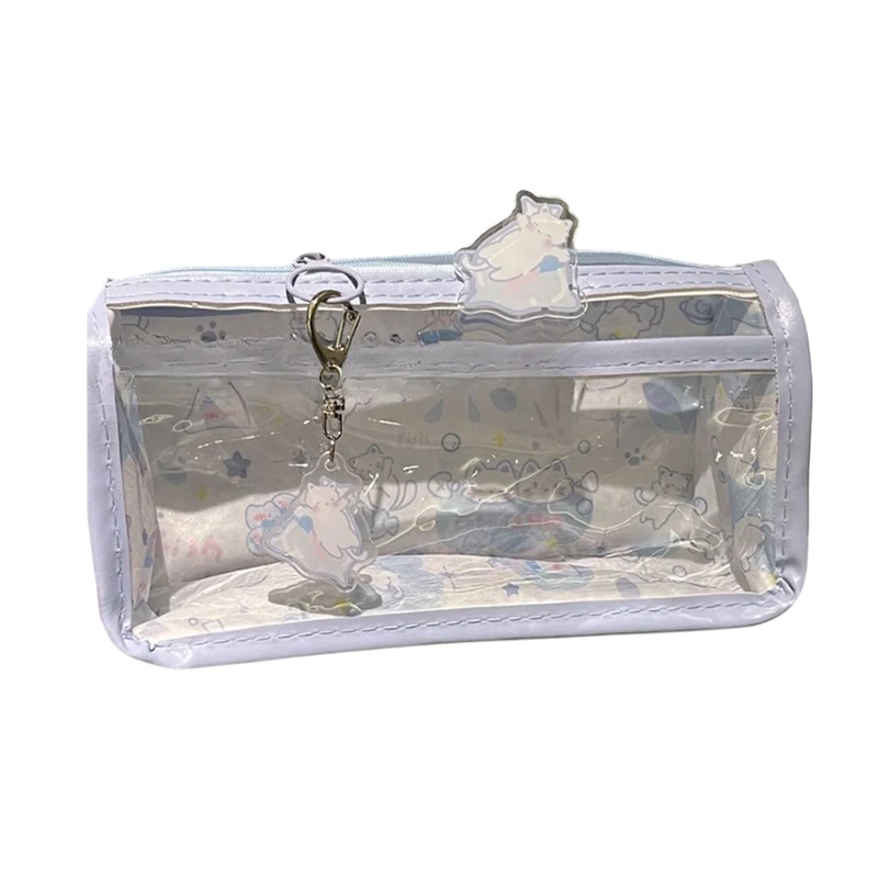 Picture 3: HOT! Cartoon Translucent Pencil Case Multi-layer Vertical Large-capacity Stationery Storage Bag School Supply Cosmetic Bag